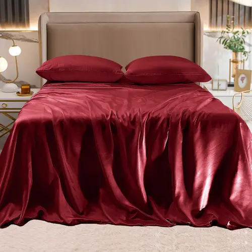Elegant Comfort 4-Piece Silky Satin Sheet Set – Smooth Finish with Cozy All-Season Feel, Moody Shades