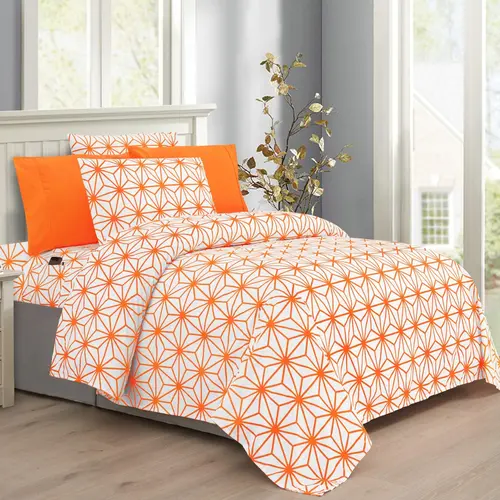 Elegant Comfort 6-Piece Geometric Cube Pattern Sheet Set – Premium Soft Hotel-Quality Bedding with Deep Pocket Fitted Sheet and Smart Storage Pockets