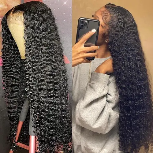 Bling Hair Deep Wavy Human Hair Wig - 13x4/13x6 HD Transparent Lace Front, 180% Density, Pre-Plucked, Smooth Female Wig for Back to School sohochic