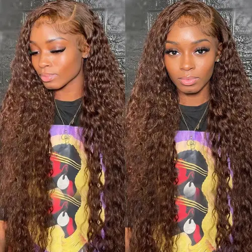 BLING HAIR 100% Human Natural Hair Deep Wave Lace Front Wig for Black Women, 13x4-13x6 Pre-Cut Lace, Dark Brown Curly, Heat Resistant, Back to School Fashion Accessory sohochic