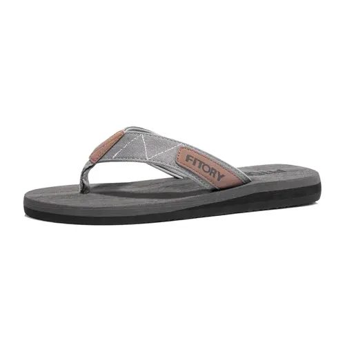 FITORY Men's Chic Slip-On Flat Heel Thong Sandals - Cushioned Comfort Footwear with Fabric, EVA Sole, No Fuss Design for Summer Holiday Activities,sohochic
