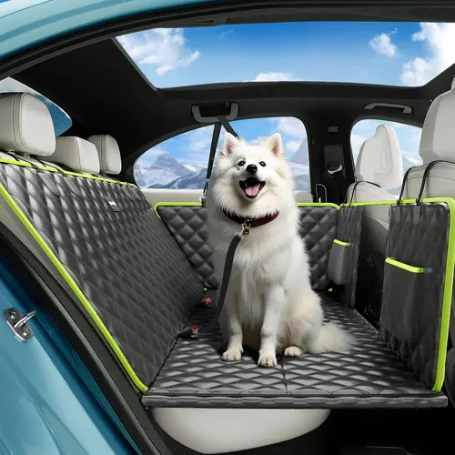 Pecute Dog Car Back Seat Cover Hammock - Waterproof Seat Covers, Foldable Set, 600D Non-Slip Solid Fabric, Mesh Window, Storage Pocket, Zipper, Easy Install & Washable, Fits Cars and Trucks for Pet Lovers #sohochic