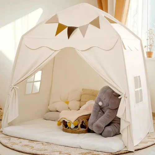 LITTLE DOVE Kids Play Tent with Star Lights & Flags, Portable Foldable Indoor Playhouse and Toddler Tent for Boys & Girls Ages 3+, Cozy Reading Nook, Back to School Study Space, Dome Tent for Playroom, Bedroom & Outdoor Use, #sohochic