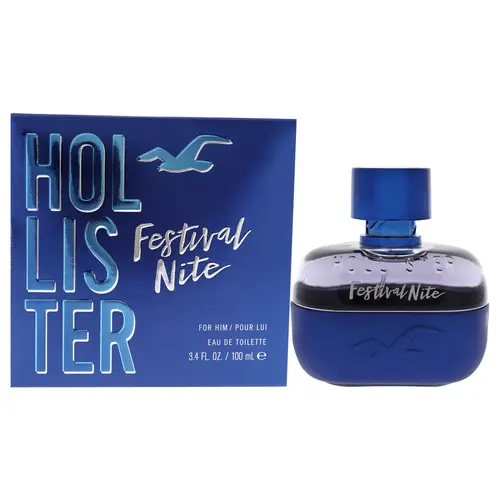 Festival Nite by Hollister for Men, 3.4 oz Eau de Toilette Spray, Fresh Spicy Woody Cologne, Masculine Fragrance Gift for Men