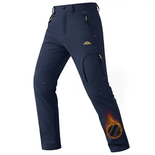 MAGCOMSEN Men's Winter Heat Trapping Pants - 5-Zip Pockets, Fleece Lined, Water Resistant, Snow Ski Hiking Outdoor Pants, Heat Trapping Men's Pants,sohochic