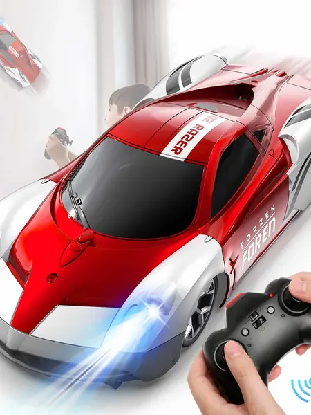 Wall Climbing Car, Electric Remote Toy Racing, with LED Light High-Speed Hobby Toy Vehicle, RC Car Gifts for Age 3 4 5 6 7 8 9 Year Old Boys Girls
