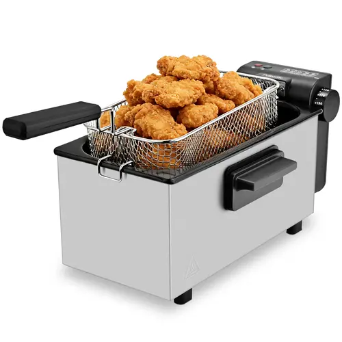 SUSTEAS 3.1QT  Electric Deep Fryer - 3L Stainless Steel Household Appliance, 1500W Quick Heat, 220V, Timer Control, Adjustable Temperature, Lid with Viewing Window, Removable Basket, Ideal for Family & Friends Home Cooking (Kitchen Accessories), Ho,sohoch