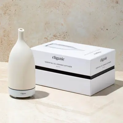 Cliganic Ceramic Aromatherapy Diffuser for Essential Oils - 7 Color Lights, Cool Mist, Auto Shut Off for Home & Office
