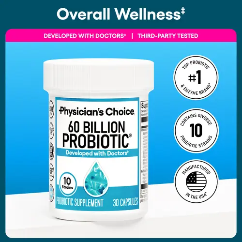 Physician's Choice 60 Billion Probiotic - Daily Gut Health, Digestive & Immune Support for Men and Women with Organic Prebiotics & 10 Unique Strains