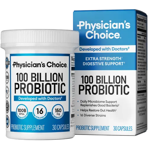 Physician's Choice 100 Billion Advanced Probiotic with 100B CFUs & 16 Strains + Prebiotics - Supports Digestion, Gas & Bloating for Men & Women