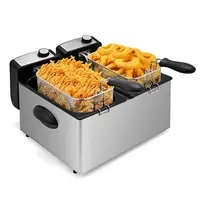 SUSTEAS fredora eléctrica de doble cesta de 1500W temperatura regulable calentamiento rápido 6.3QT capacidad libre de salpicadero para aparatos de cocina eficientes Adjustable Temperature Fryer summerwins