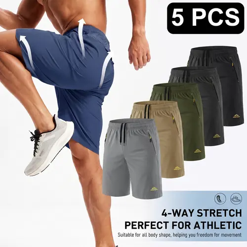 MAGCOMSEN 1/5Pack Men's Shorts 9" Quick Dry Athletic Shorts with Zipper Pockets for Summer Gym Workout Basketball Running Jogging Outdoor Fun