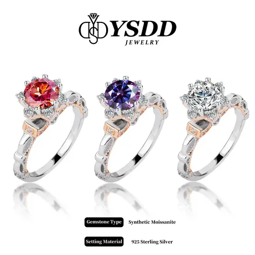 【#245】Antique Flower Synthetic Moissanite Engagement Ring in 925 Sterling Silver 1Carat Bridal Ring Solitaire Oval Ring
