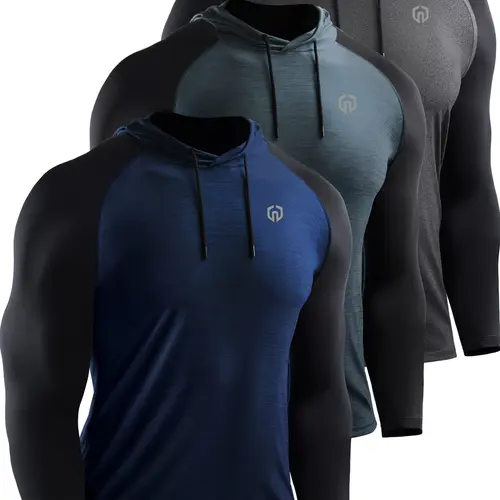NELEUS Men's Running Shirt Long Sleeve Workout Shirts with Hoods Athletic Hoodies Athletic Sports Clothing Quick Dry Activewear Quick Drying Top summerwins,travel essentials,camping essentials tiktokshopbacktoschool