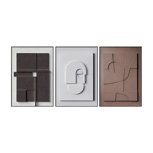 Homary 3-Piece Japandi Geometric Canvas Wall Art Set, MDF Rectangle Frame, Waterproof Hanging Home Decor, Ideal Gift for Home Decoration,dorm decor,dorm room decor,sohochic