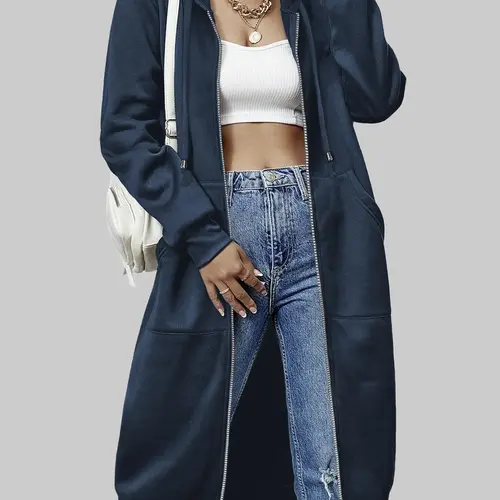 ZEAGOO  Women Casual Zip up Fleece Hoodies Tunic Sweatshirt Long Hoodie Jacket Cotton Long Sleeve fitted striped knitwear summerwins