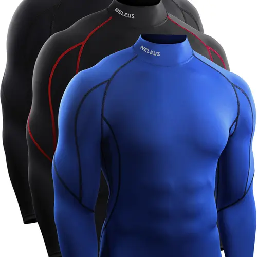 NELEUS Men's 3 Pack Athletic Compression Shirt Running Shirts Activewear Quick Drying Top summerwins,travel essentials,camping essentials Activewear Fitness Wear Activewear Fitness Workout tiktokshopbacktoschool