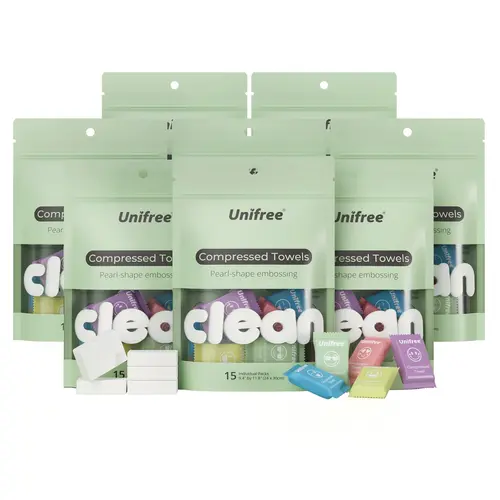 Unifree Compressed Towels Tablets – XL Soft & Eco-Friendly Disposable Face Towels – Portable & Individually Wrapped for Travel, Gym, Home, Game, ldeal for On-the-Go, sohochic
