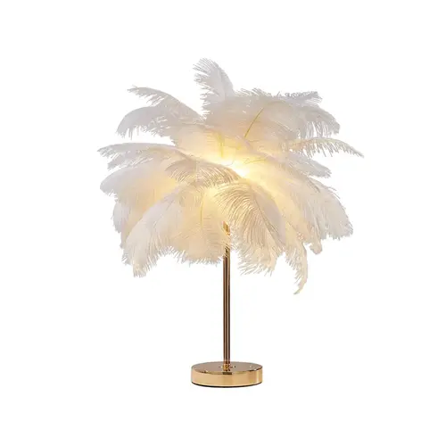 Homary Loftus Art Deco Gold Brass Circular Portable Table Lamp - White Feather Shade, USB Charging, Dimmable Lighting, Adjustable LED Light, AC Power Supply, Ambient Decoration Lamp, Table Decor, Indoor Bedroom Lighting Floor Lamp, Art Deco Interior Desig