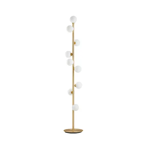 Homary Gold 9-Light LED Corded Floor Lamp with White Glass Globe, Modern Artistic Ambient Decor Lighting, Indoor Room Decor for Bedroom Accent
