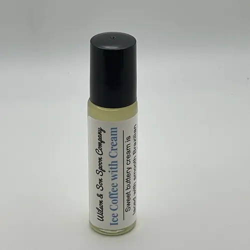10 ml Iced Coffee with Cream Roll-On Vanilla Body Oil - Vegan Unisex Gourmand Scent, Sweet-Scented Bath & Body Care Oil with Buttery Brazilian Coffee, Brown Sugar & Cocoa Powder Aromas, Compact Size