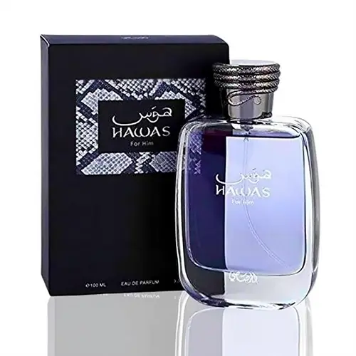 Men's Rasasi Hawas Eau De Parfum Spray - 3.4 Oz Woody-Fruity Perfume with Cinnamon, Bergamot, Pineapple Notes, Gifts for Him