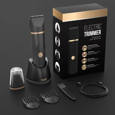 OLOVE Men's Body Hair Trimmer - Anti-Nick Groin & Ball Groomer with Safe Ceramic Blade for Smooth Trim, Waterproof Rechargeable Grooming Tool, Self Care Products, Gifts for Him, Hair Removal Gift Option