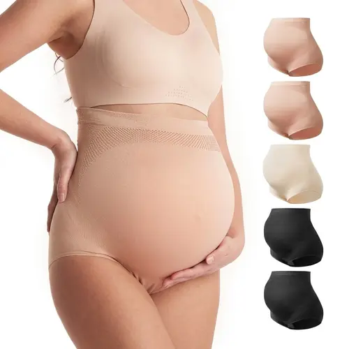 Momcozy Women's Maternity High Waist Underwear Pregnancy Seamless Soft Belly Support Panties Over Bump 3 Pack - 5 Pack tiktok shop maternity  undies