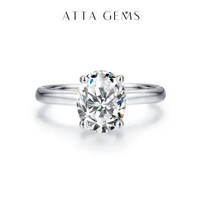 Guangzhou Atta Gems Co., Ltd Fine Moissanite Ring - 2CT Oval Cut 8mm Ice Cutting Solitaire Engagement Ring, Dainty Artificial Gemstone Jewelry Accessory R095 RU06, Summerwins TikTokShopBackToSchool
