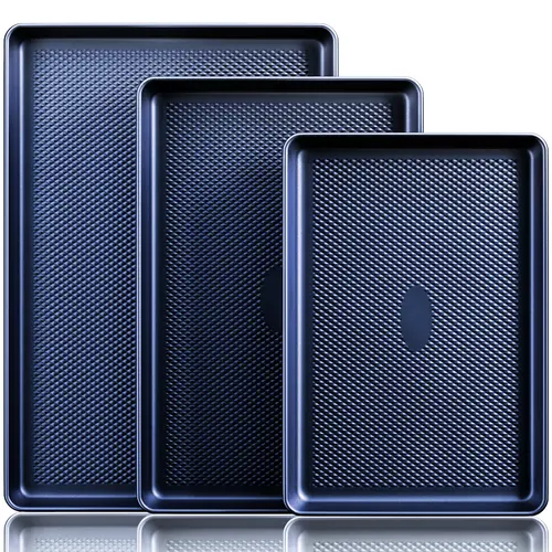 HONGBAKE 3-Piece Nonstick Baking Pan Set - Teflon-Free, PFOA-Free Heavy Gauge Heavy Steel Resists Daily Wear, Diamond Texture Sheets, Nonstick Baking Tool for Oven Bakers, Kitchen Essentials, Mid-Year Sale Gift,sohochic