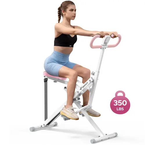 Merach 2-in-1 Squat Rowing Machine, Adjustable Resistance Glutes Leg Workout Equipment with LCD Monitor, 350LBS Capacity Home Gym Exercise for Women BackToSchool