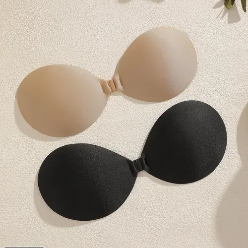Women's Solid Buckle Front Stretchable Silicone Bra, Casual Minimalist Basic Invisible Strapless Bra, Women's Lingerie Accessories for Daily Wear, Underwear, Everyday Fit