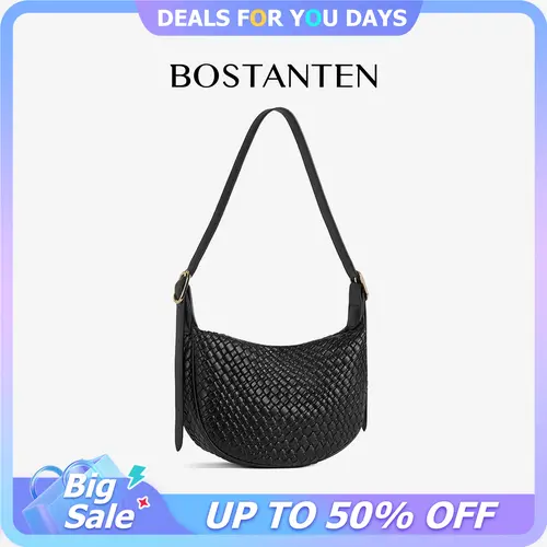 BOSTANTEN Woven Shoulder Bags for Women Tote Bags Retro Crossbody Bags Leather Luxury Purse Hobo Handbag with Adjustable Strap SpringStatements