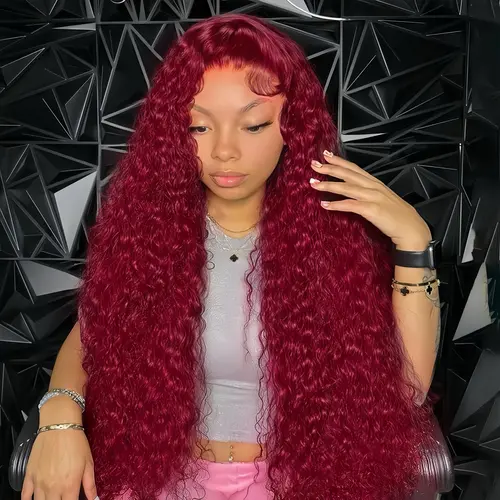 Tahikie 99J 7x6 Glueless Transparent Lace Front Wigs Human Hair Burgundy 13x6 Deep Wave Front Wigs Pre Cut Bleached Ready to Go Glueless Wig For Women FallFreshness #DealsForYouDays
