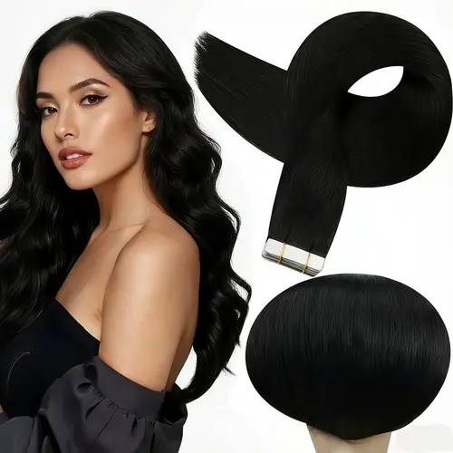 Full Shine Tape in Hair Extensions Natural Straight Real Human Hair 20 Pcs 50 Gram for Beauty Women Seamless Hair Double Sided for Skin Length And Volume Natural Long Hair Look  Realistic Hairpiece FallPicks #SohoChic #tiktokshopstockup