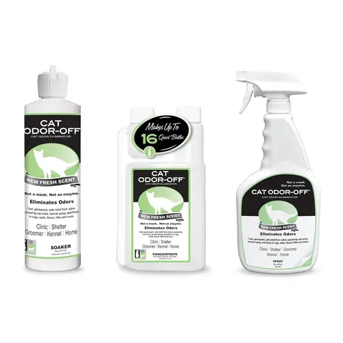 Cat Odor-Off Concentrate Pet Smell Odor Eliminator Bundle – Cat Odor Remover Concentrate for Pet Urine, Fresh or Original Scent 3 Piece Kit