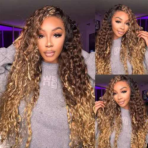 Cheetah Beauty Ombre 13x6 HD Lace Front Wigs Real Hair Pre Plucked 180% Density Deep Wave Frontal Wigs Natural Hairline for Women Medium Cap Size Combs With Elastic Band #SohoChic #tiktokshopstockup