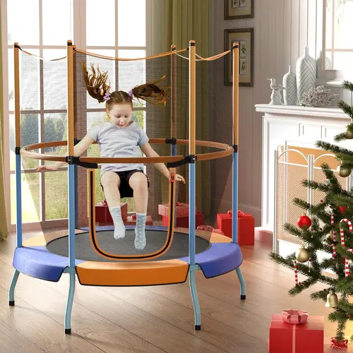 COSTZON Unisex Kids Exercise Trampoline - ASTM Approved, No-Gap Safe Design, Enclosure Safety Net, Strong Springs, Easy Assembly, High-Density PP Waterproof Mat, Quick Clean, Soft Foam Poles, Indoor/Outdoor Bouncing Sports Toy, Father's Day Gift