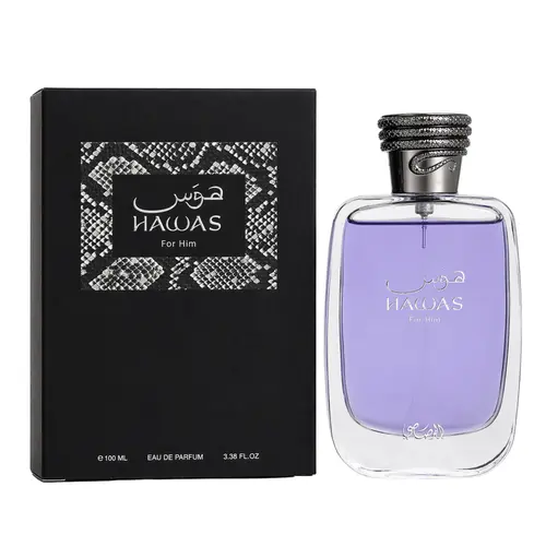 Rasasi Hawas for Him Eau de Parfum (Edp Liquid) - Aromatic Aquatic, Fresh, Fruity, Citrus Spicy Fragrances, Musky Men's Cologne, 100ml/3.4 fl oz Regular Edition, Cool Gifts for Guys, 3 to 3.9 fl oz Adults' Item