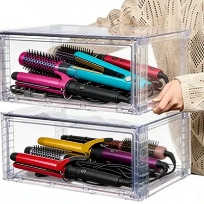 【Restock】Vtopmart 2-8 Pack 12in Undersink Stackable Storage Drawers - Easy-Assemble Organizer Unit, Plastic Box, Bathroom Solution for Vanity Accessories, Apartment Accessories, Kitchen Pantry Use