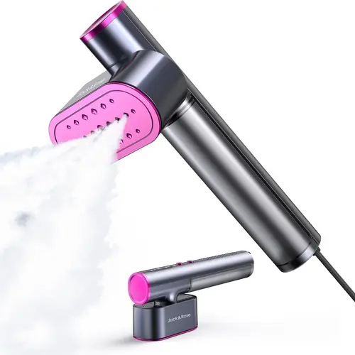 sohochic Jack & Rose Multifunction Compact Garment Steamer - 2-in-1 Portable Steam Machine with Press-Ready Iron Function, 100-240V Wide Voltage, 15s Fast Heat-Up, Large Ceramic Heat Panel, US Plug Type for Global Travel & Household Use
