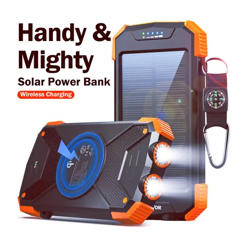 BLAVOR 37000 mWh Solar Charger Power Bank - Portable Wireless Mobile Charger with 20W Fast Charging, USB-C Function, Dual Flashlight for Camping, Back to School Haul, On the Road Solar Battery Bank, Portable Charger,back to school,back to school haul,soho