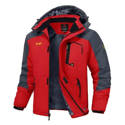 【Creator's Pick】YSENTO Men's Waterproof Ski Snow Jacket 【Plus Size,S-4XL】Mountain Rain Jackets Fleece Outwear With Muti Pockets Winter Coat Outdoor Clothing  Windbreaker fits #Christmas gift #RED