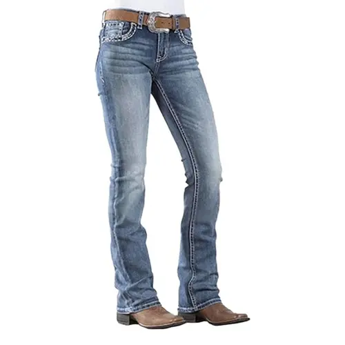 Morgan BlueMoment Women's 90s Western Vintage Bootcut Jeans Stretchy Mid Rise Low Rise Denim Pants Tummy Control BBL Cowgirls Retro