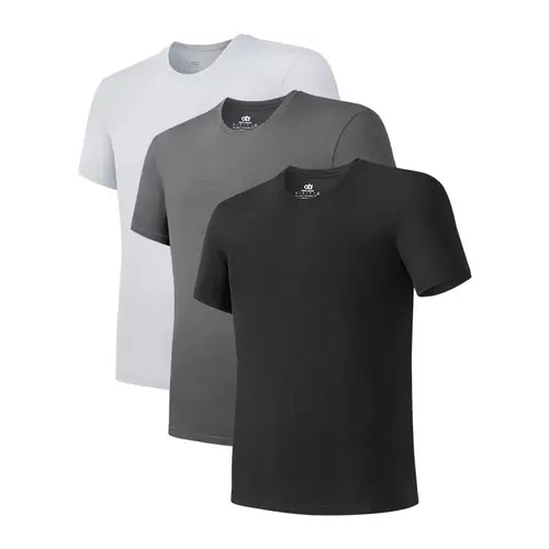 DAVID ARCHY Men's Shortsleeve Crewneck Undershirts - Bamboo Rayon Spandex Fabric, Moisture-Wicking, Sweat-Absorbent, Soft, Breathable, Stretch Top, Casual Mensfashion 3-Pack Gift Set (Black/White/Light Gray) for Boyfriend