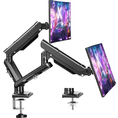 MOUNTUP Dual-Single Monitor Arm - Space-Saving Desk Mount, Home Office Furniture for 13"-32" Screens, Height-Adjustable Gaming Setup Accessory with Adjustable Platforms, Monitor Stand For Desk