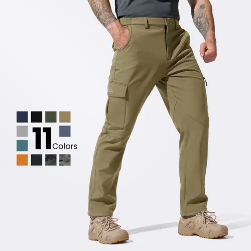 YSENTO Men's Waterproof Cargo Pants Snow Ski Outdoor Insulated Trousers Hiking Snowboard Fleece Work Pants 6 Pockets Casual Workout Jogger