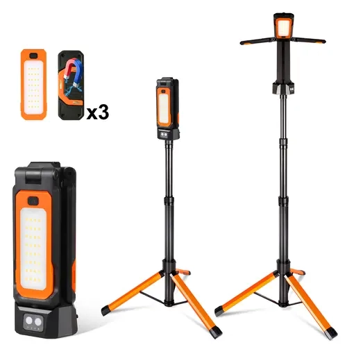 CuLiDing LED Camping Light - 12000mAh USB Rechargeable High Lumen Portable Lantern, 67in Tall Cordless with Detachable Tripod/Stand, Adjustable Lumens 4000-6500 Dimmable, Emergency Worklight for Outdoor, Garage