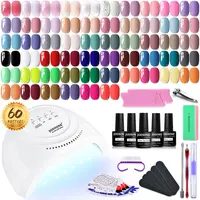 JODSONE 60 PCS Gel Nail Polish Kit with U V Light Base and Matte Glossy Top Coat Nail Gel Polish Soak off Manicure Accessory Tools Suitable for All Seasons #SummerVibes