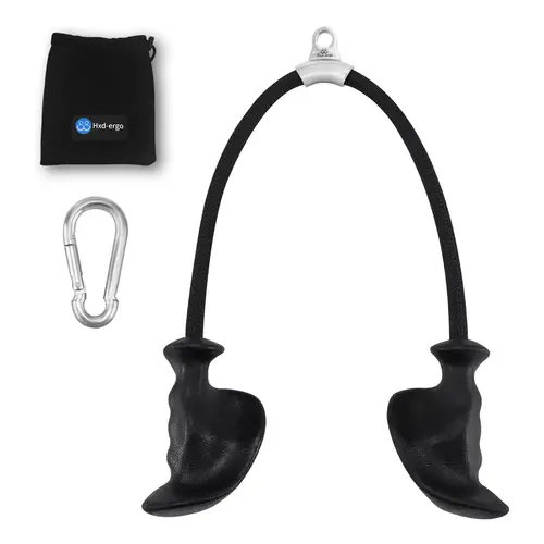 HXD-ERGO Tricep Rope Cable Attachment, Heavy-Duty Nylon Training Equipment for Gym Pulley Systems, Ergonomic Anti-Slip TPE Rubber Handles, 950 lbs Capacity, Universal Hook, 304 Steel Buckle, Snap Rings, Storage Bag, Ideal for Cable Exercises & Beginners